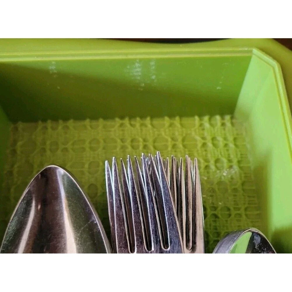 Oneida Orlando Profile Stainless 41-piece Service set w/ tray Green 1960's MCM